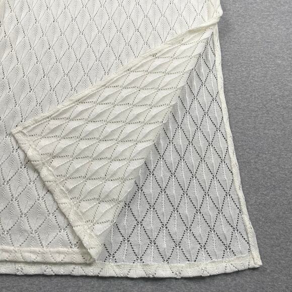 Billabong Midi Skirt M White Crochet Open Knit Semi Sheer Pull On Coverup Beach - Picture 7 of 16